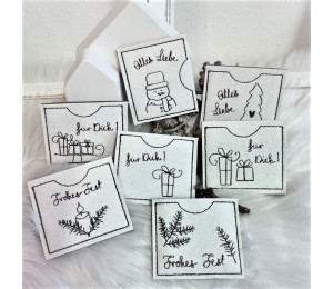 Stickserie ITH - 12 Mini Schokihüllen Weihnachten Doodle